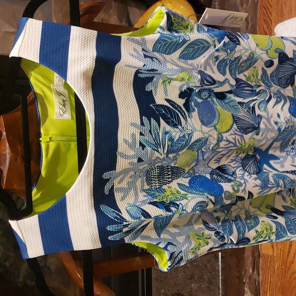 Nwt Eliza J dress blue white lemon green - Picture 4 of 15
